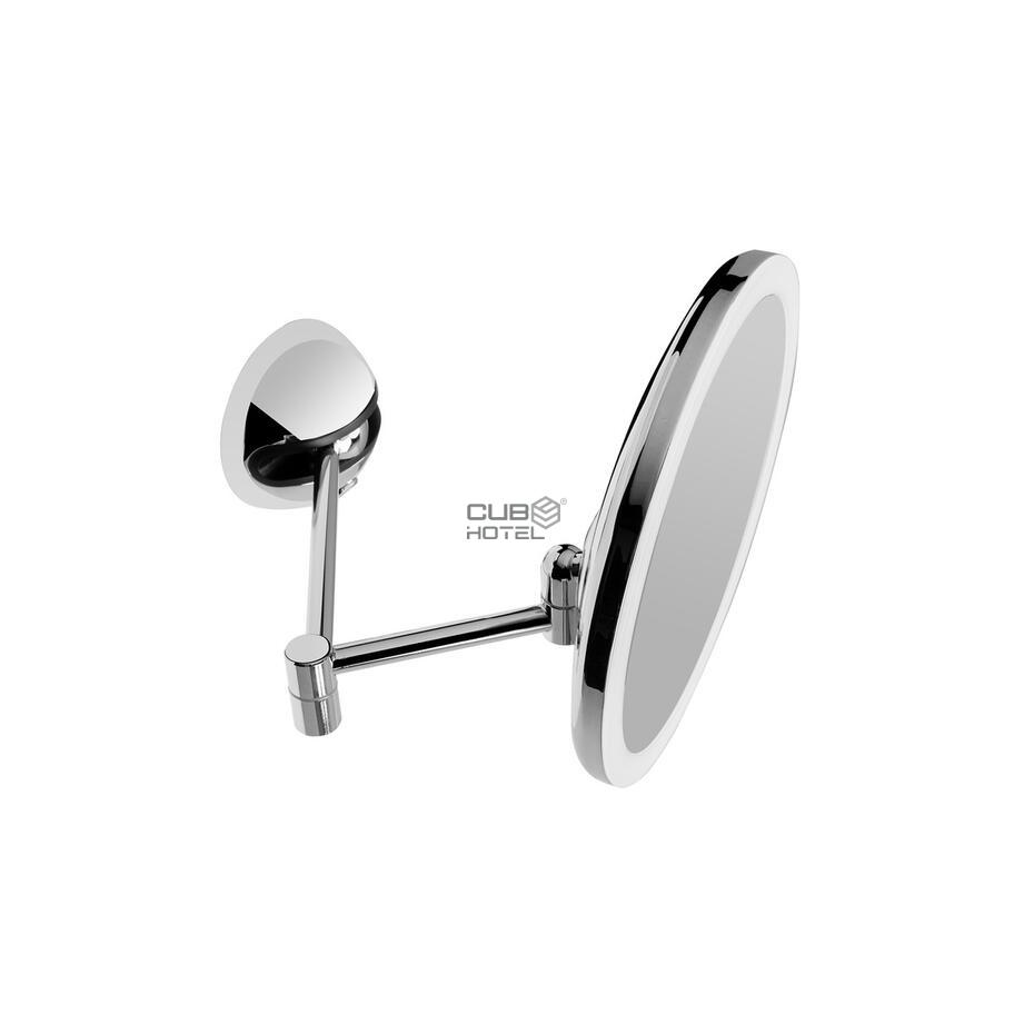 Rotating Wall Mirror with 3X Magnification and LED Light, Glossy Finish